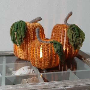 Halloween macrame/Pumpkin macrame/Candle holder/Home decoration/handmade candle holder