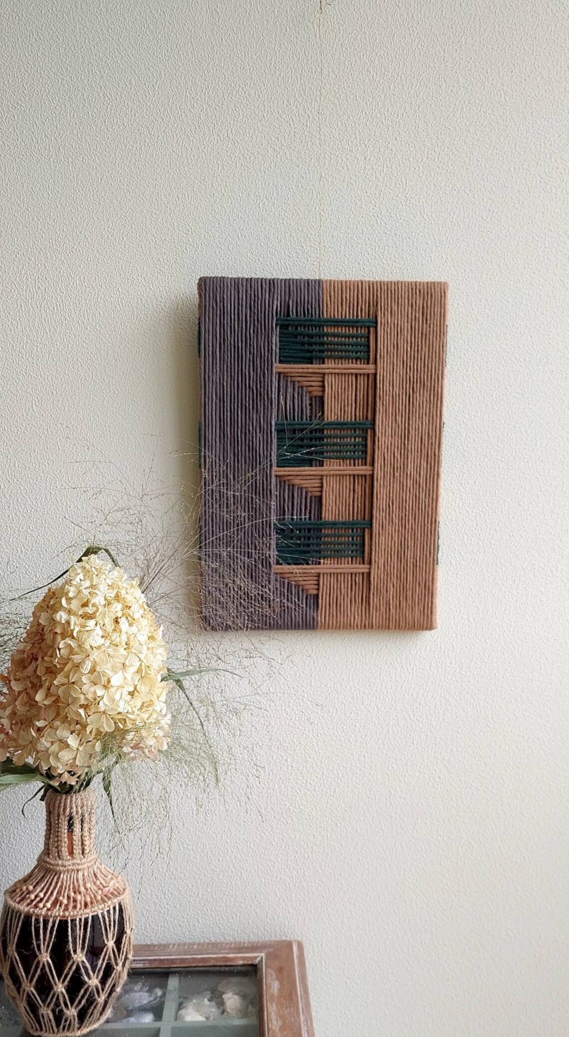 View of Geometric Textile/textile Wall Art Framed/modern Textile/home ...