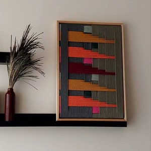 Modern Wall art Framed/Macrame wall hanging/Home Decoration/Weaving framed/Handmade Textile/Macrame picture/Geometric textile/Textile wall /