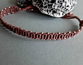 Bracelet macramé pierres Hématites