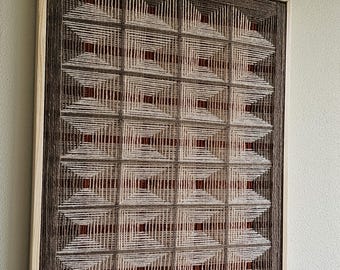 Tapiz de pared moderno de macramé, arte texturizado 3D, tejido de lana, arte de pared enmarcado, tejido textil, arte de pared, decoración del hogar, textil moderno, regalo.