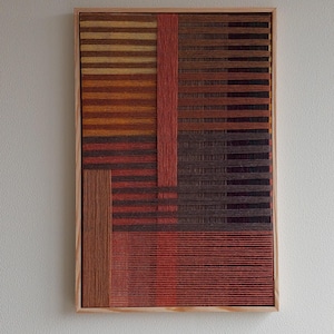 Colgante de pared de macramé / Colgante de pared de macramé moderno / Decoración del hogar / Regalo de inauguración de la casa / Imagen geométrica / Tejido enmarcado