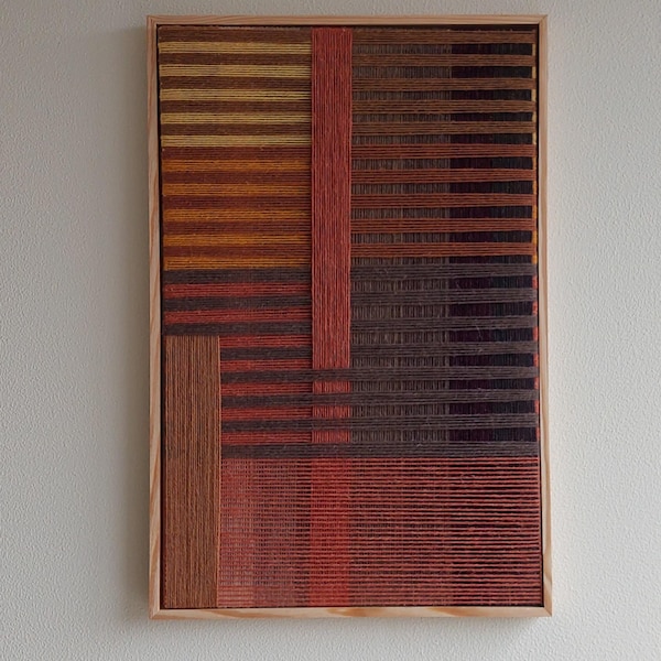 Macramé muurhanger / Moderne macramé muurhanger/Home decor/ Housewarming cadeau/Geometrische foto/Wegen ingelijst