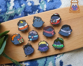 Set of 10 HQ Volleyball Anime Karasuno Winter Birb Enamel Pins