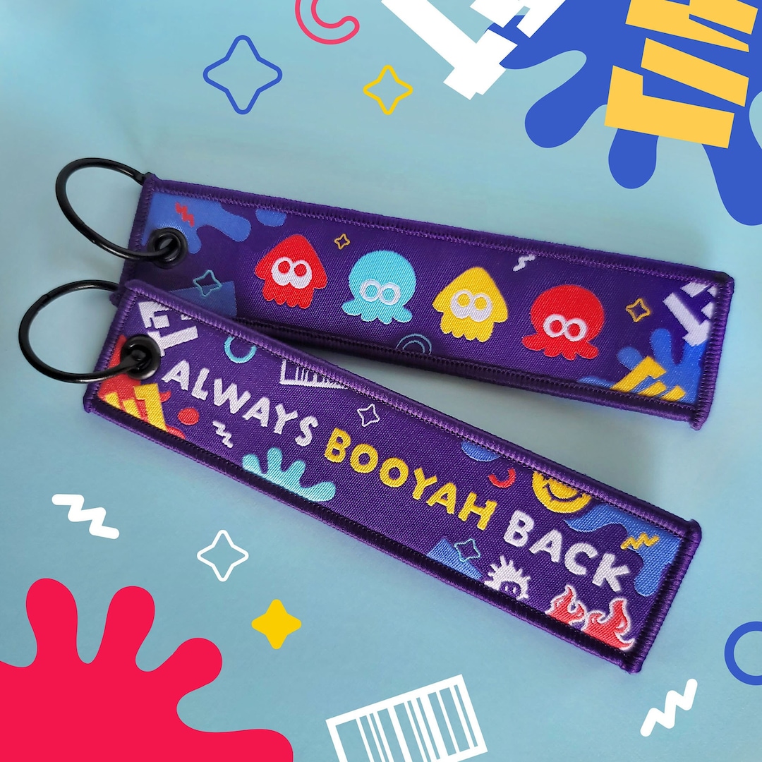 Splatoon Always Booyah Back Embroidered Keychain