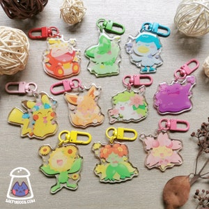 Spring Poke Charms | Sunflora Eevee Shaymin Bellossom Cherrim Pikachu Ditto Fuecoco Quaxly Sprigatito Flowers