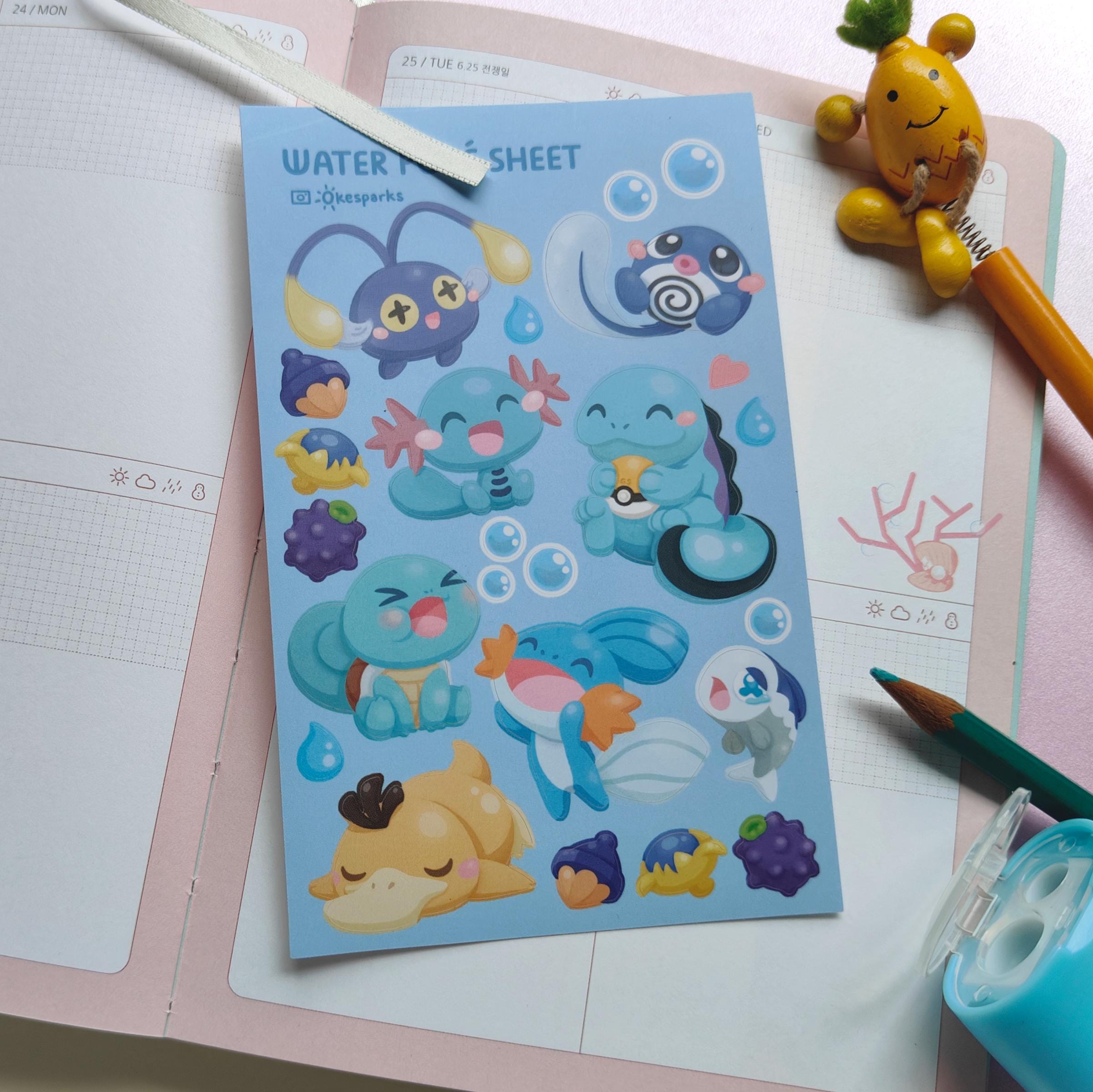 Fire Grass Water Poke Sticker Sheets | Torchic Ponyta Darumaka Torkoal ...