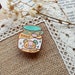 Animal Crossing Stitches Enamel Pin - Cute Kawaii Rose Gold Peanut Butter Food Drink Pin Teal Gift Pin 