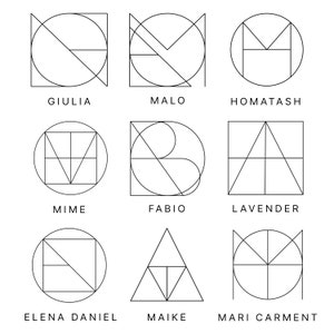 Logotipo de nombre personalizado, diseño de tatuaje de monograma para parejas, logotipo de nombre redondo, tatuaje minimalista, regalo del Día de la Madre para ella, regalo para papá
