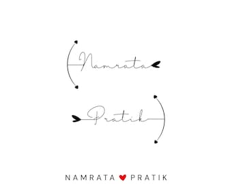 Anchor Partner Tattoo Design | Couple Matching Tattoo Valentine Gift | Minimalist Name Tattoo Custom