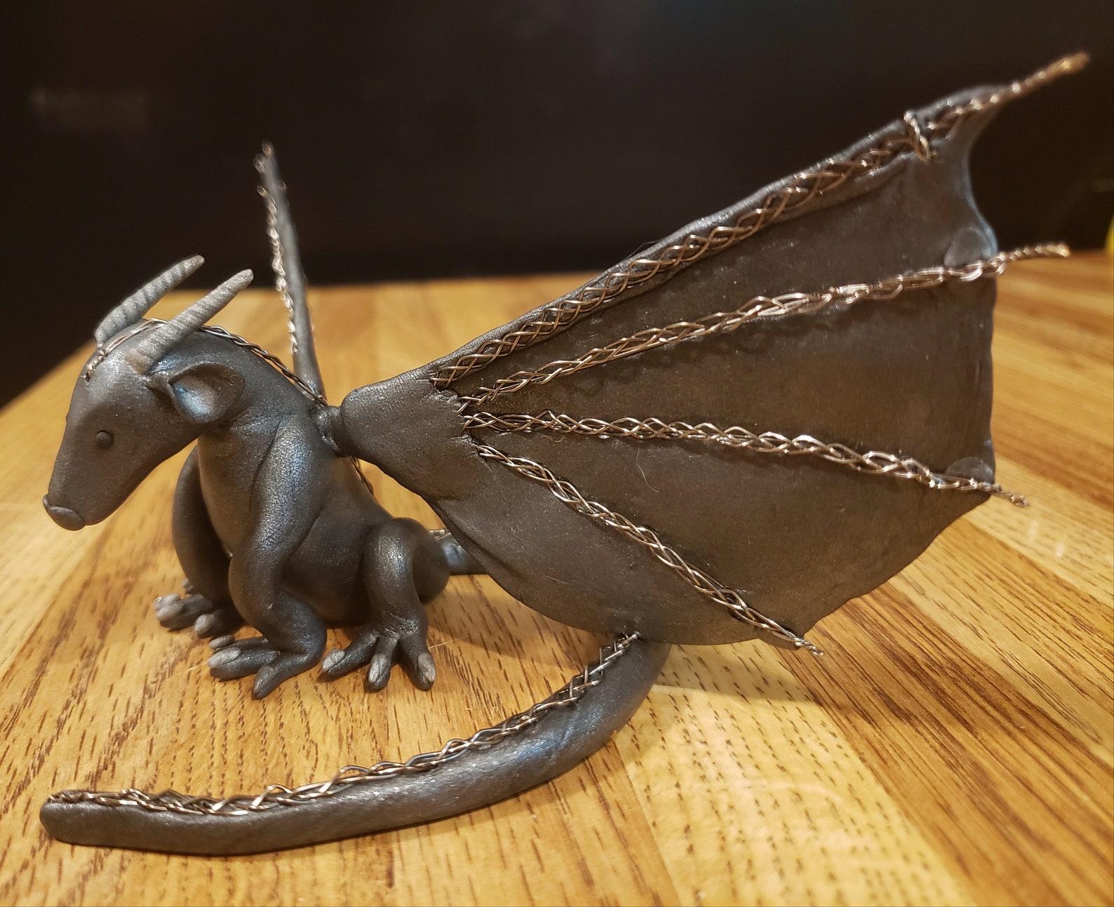 Mythical Silver Metal Dragon Sculpture Collectible Figurine Etsy