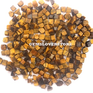 50 Piece Tiger Eye Raw Size 2-4 MM, Natural Yellow Tiger Eye Gemstone Raw Healing Crystal stones , Tiger Eye Jewelry Making Rough, Tiger Eye