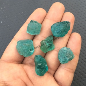 5 Raw Blue Apatite Crystals: Natural Loose Gemstones (14-16 MM)