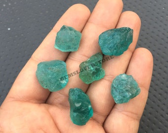 5 Raw Blue Apatite Crystals: Natural Loose Gemstones (14-16 MM)
