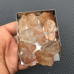 5 Piece Handmade Rutile Quartz Raw,Size 25-30 MM Copper Rough,Natural Copper Rutile Gemstone Raw,Copper Hair Raw Crystal Rutilated Quartz
