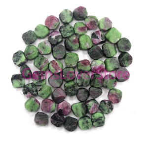 10 Ruby Zoisite Rough Stones: Natural Anyolite Crystals (14-16 MM)