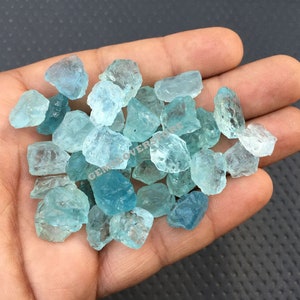 10 Pieces Untreated Raw 12-14 MM Gemstone, Natural Aquamarine Loose Gemstone Rough, Raw Stones Natural Aquamarine Rough,March Birthstone Raw image 2
