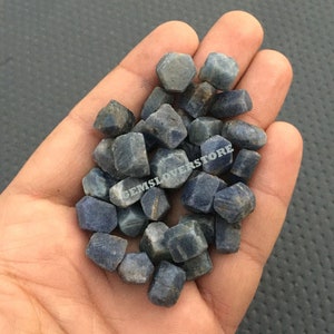 10 Raw Blue Sapphire Gemstones: Natural Rough Crystals (10-12 MM)