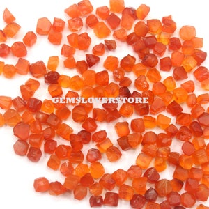 50 Pieces Orange Gemstone Rough 2-4 MM Raw, Natural Carnelian Gemstone Untreated Tiny Raw Loose Gemstone Awesome Quality Carnelian Rough