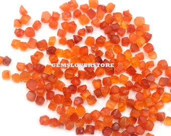 50 Pieces Orange Gemstone Rough 2-4 MM Raw, Natural Carnelian Gemstone Untreated Tiny Raw Loose Gemstone Awesome Quality Carnelian Rough