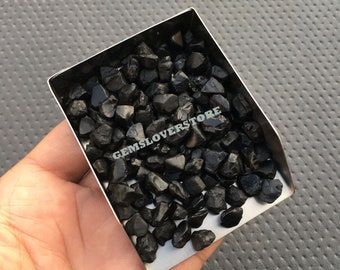 25 Raw Black Spinel Gemstones: Natural Rough Crystals (8-10 MM)