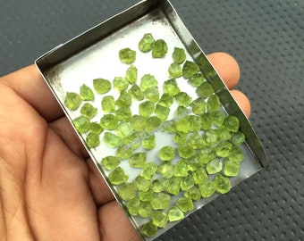 50 Piece Green Raw 4-6 MM Rough, Peridot Raw Crystals,Natural Green Peridot Gemstone,August Birthstone Peridot Rough,Healing Crystal Peridot