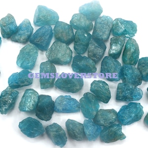 10 Pieces Gemstone Rough Size 14-16 MM  Natural Neon Blue Apatite Healing Crystal Gemstone Dark Indigo Shades Rough Making Jewelry Rough