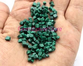 50 Raw Green Malachite Gemstone Pieces: Unpolished Jewelry Making (2-4 MM)