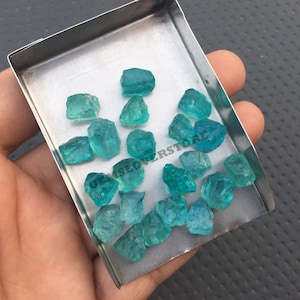 25 Pieces Raw 8-10 MM Raw Blue Apatite Gemstone,Natural Blue Apatite Raw Stone,Apatite Rough Gemstone,Apatite Raw Loose Gemstone Rough image 2