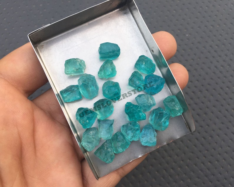 25 Pieces Raw 8-10 MM Raw Blue Apatite Gemstone,Natural Blue Apatite Raw Stone,Apatite Rough Gemstone,Apatite Raw Loose Gemstone Rough image 2