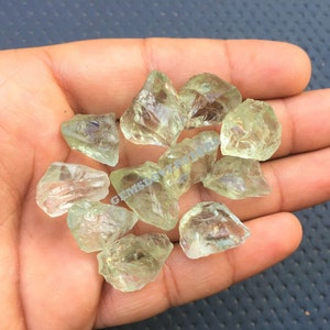 25 Pieces Green Amethyst Rough, Size 12-14 MM Natural Green Amethyst,Meditation Gemstone Rough,  Raw Green Amethyst Crystal Making Jewelry