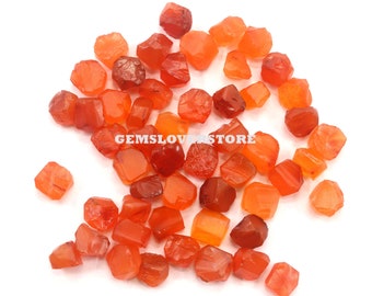25 Unbehandelte Karneol Rohedelsteine: Natürliche Orange Rohe Kristalle (8-10 MM)
