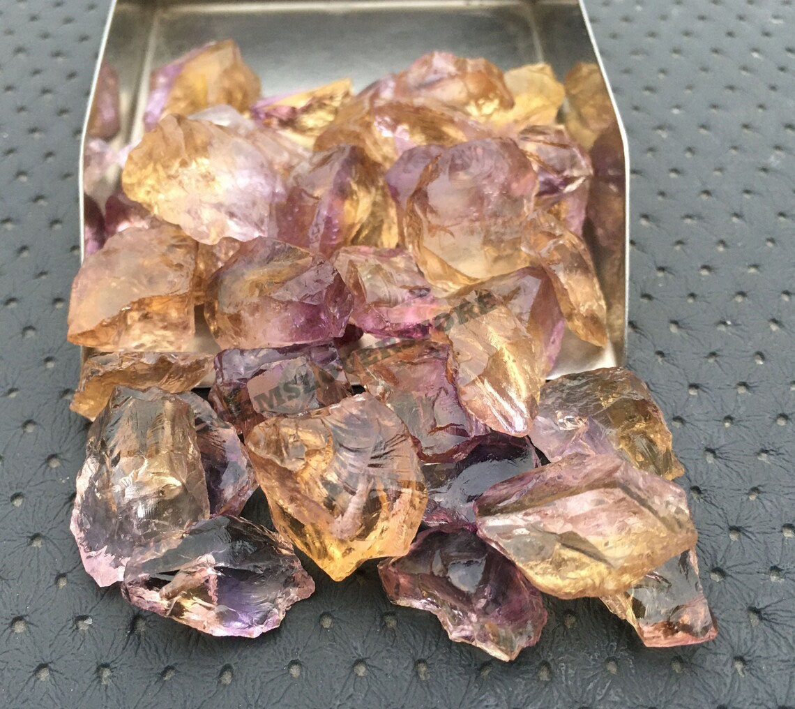 Ametrino De Bolivie – Pierre Octogone 2,80 Ct Naturelle, Jaune Et Violet