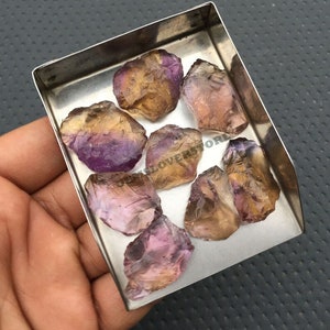 5 Piece Ametrine Rough: Purple Yellow Raw Gemstone (24-28 MM)