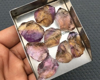 5 Piece Purple Yellow Ametrine Rough Size 24-28 MM ,Semi Precious Raw Natural Ametrine Rough Gemstone,Ametrine Crystal loose stone Rough