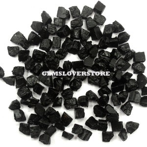 50 Pieces Size 4-6 MM Absorb Negative Energy Raw, Tiny Black Rough Mineral Raw,Natural Black Tourmaline Gemstone,Untreated Black Tourmaline