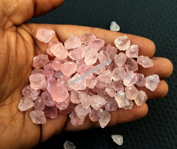 25 Pink Rose Quartz Rough Stones: Natural Gemstone Crystals (8-10 MM)
