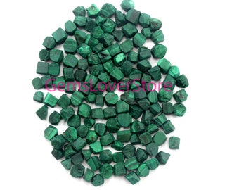 50 Raw Malachite Gemstones: Green Crystal Rough (4-6 MM)