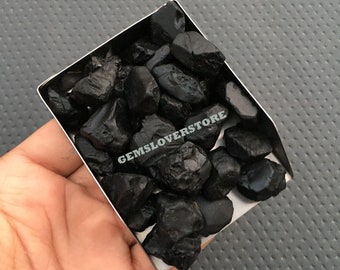 10 Gemas de Espinélio Preto Bruto: Pedras Naturais Não Tratadas (18-20 MM)