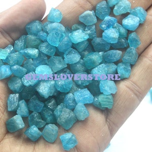 Neon Apatite Rough Size 8-10 MM Loose Gemstone 25 Pieces Rare Quality Natural Neon Blue Apatite Crystal for Raw Stone Jewelry Wholesale Raw