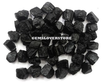 25 Pieces Genuine Black Rough Size 10-12 MM, Healing Crystal Natural Black Tourmaline Gemstone, Crystal Energy Rough Gemstone Tourmaline Raw