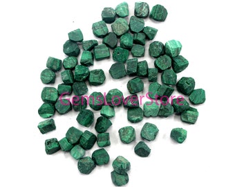 25 Raw Malachite Gemstone Pieces: Natural Uneven Jewelry Making (8-10 MM)