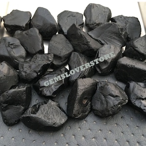 10 Black Spinel Gemstone Rocks: Natural Raw Rough Stones (24-30 MM)