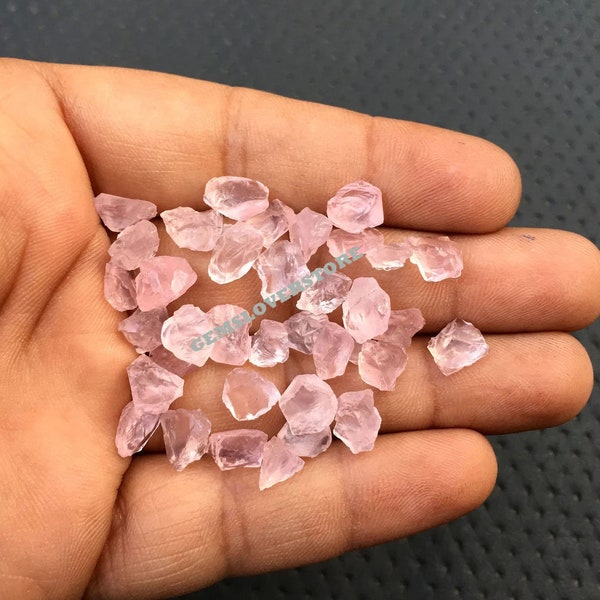 50 piezas de cuarzo rosa natural, tamaño 6-8 MM piedras en bruto de cuarzo rosa, piedra de cuarzo rosa delicada, cristales para el amor piedra preciosa de cuarzo rosa en bruto