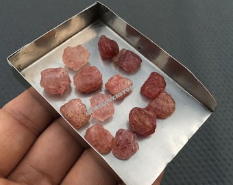 25 Pieces Nice Collection Raw Size 10-12 MM Strawberry Quartz Gemstone Rough,Natural Untreated Strawberry Quartz Rough,Raw Strawberry Quartz