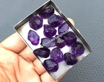 10 Stück fantastische Rohqualität, Größe 14–16 mm, handgeschliffener Amethyst roh, natürlicher violetter Amethyst-Edelstein roh, Amethyst-Heilstein im Großhandel