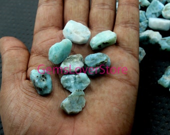 5 Raw Larimar Gemstones: Natural Untreated Rough Stones (18-20 MM)