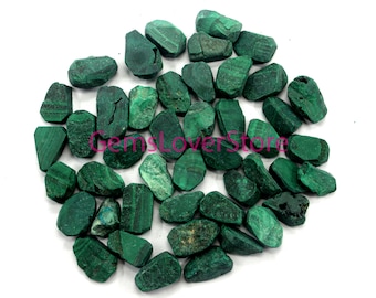 10 Raw Malachite Crystals (16-18 MM): Natural Green Gemstone Jewelry Making