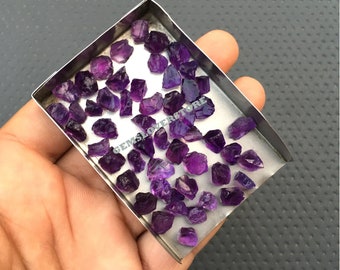 50 Raw Amethyst Gemstones: Natural Purple Rough Crystals (6-8 MM)