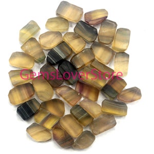 10 Piece AAA Raw Fluorite Gemstone: Multi Color Jewelry Making (16-18 MM)